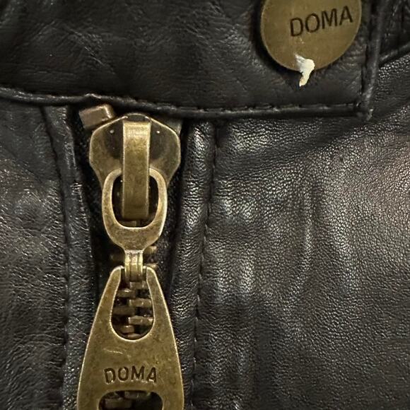 DOMA Black Genuine Leather Moto Jacket Buttery Soft Fitted Size M - Picture 9 of 11